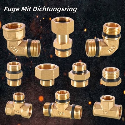 Messing Fittings Gewindefittings Muffe Winkel T-stück Stopfen Mit Dichtungsring