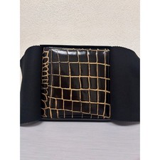 Raika Leather Faux Croc Black Tan 4 x 6 Foldout Photo Album Made in USA