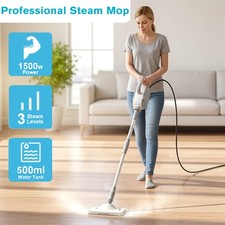 Steam Mop 12-in-1 1500W Handheld Floor Steamer with 3 Steam Levels