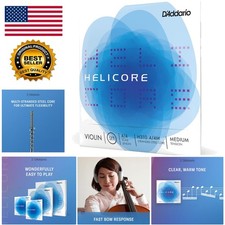 4/4 Size Helicore Violin Strings - Steel E String  Medium Tension