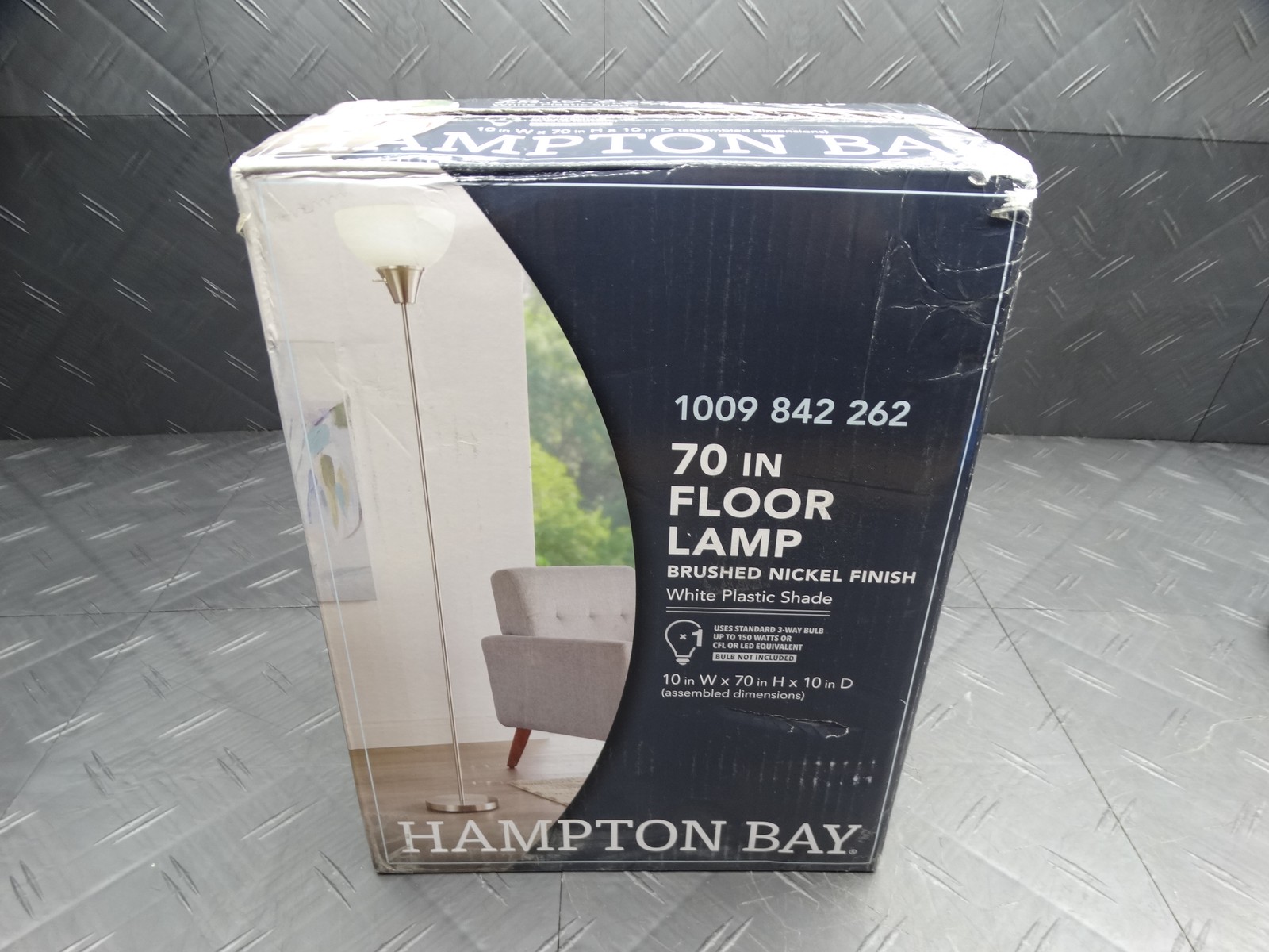 1-light Torchiere Floor Lamp With Plastic Shade