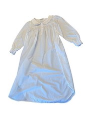Vintage White NightgownDelicate Pink Floral Embroidery Lace Trim Smocked Detail
