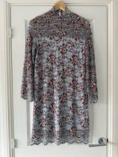 Ganni Flynn Floral Lace Mini Dress Size 36 (UK 8) Blue and Red