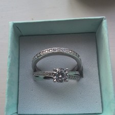 Sterling Silver Engagement Ring and Wedding Ring Set