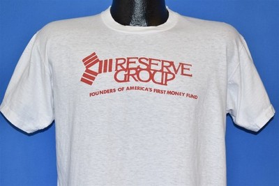 vintage 80s RESERVE GROUP FOUNDERS OF AMERICA FIRST MONEY FUND t-shirt LARGE L