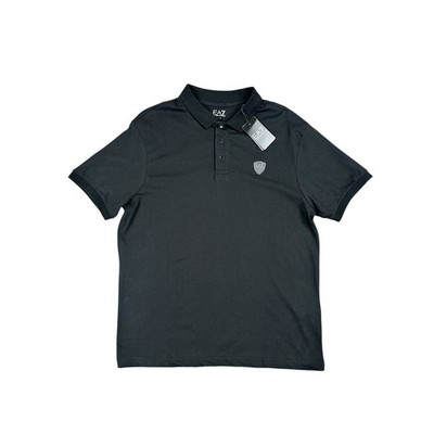 Emporio Armani EA7 Core Shield Cotton Jersey Polo Black NWT   Size Large