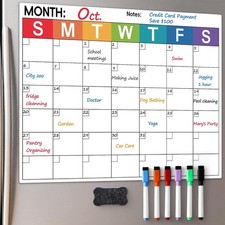 Dry Erase Magnetic Calendar for Refrigerator Monthly Planner Magnet Whiteboard