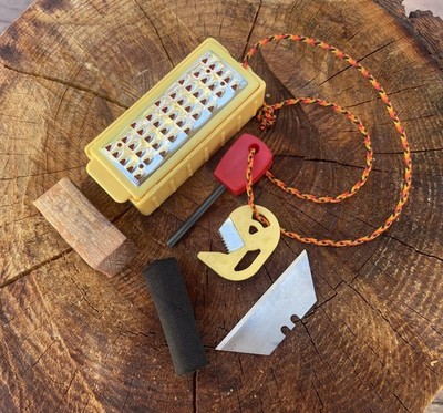 Wood Scraper Tinder Maker Fire Starter Kit comes with Fatwood and Charcloth