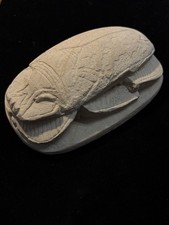 Egyptian Scarab Beetle Hieroglyphics Carved Stone Figure