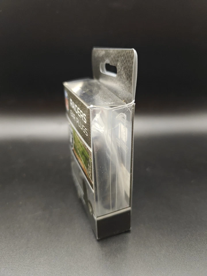 Tampões de ouvido NFL RAIDERS - Preto - Logotipo branco - 6 pares - Feito nos EUA - Presente para fã - Imagem 2 de 4