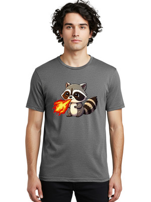 Raccoon-With-Flames Mens Graphic Tee, 100% Cotton, Casual Summer Wear