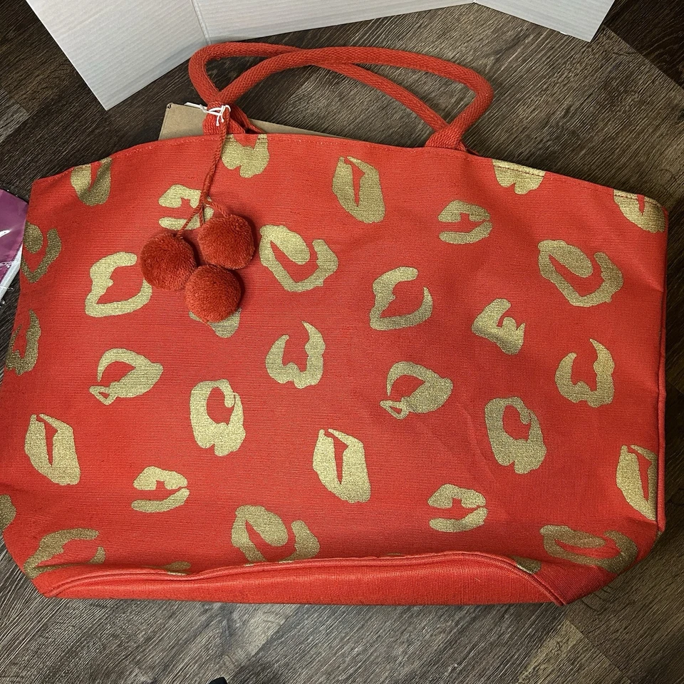 Bolso de Mano Mud Pie Rojo Luces de Navidad Brillante Yute NUEVO Foto 2 de 4