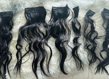 Clip-In Curly Hair Extension Weft Bundle, Synthetic Black, 11-20 in