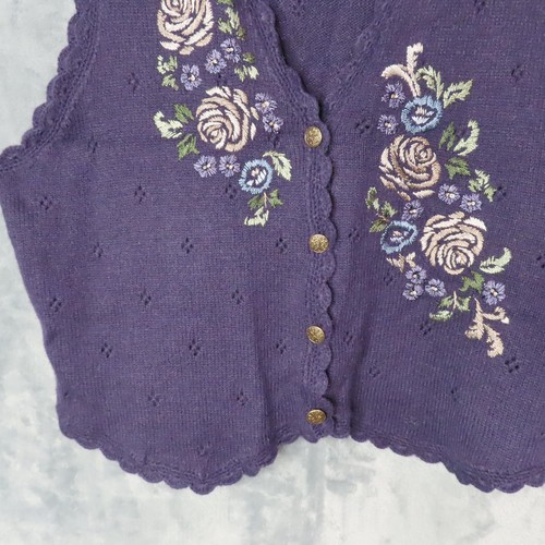 Jantzen Weste Rock Set Damen Petite 14 Marineblau Blumen Handbestickt Viskose - Bild 4 von 21