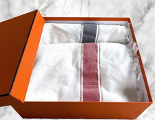 HERMES DRAP DE BAIN Beach Towel Red Blue Set of 2 95 x 140 cm Boxed Tags Unused