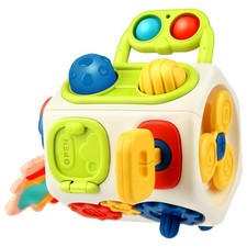 10-in-1 Busy Cube Toy for Toddlers 18 Months, Montessori Sensory Travel Fidget