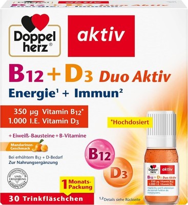 Doppelherz B12 D3 Duo Aktiv hochdosiert Immunsystem 30 Trinkfläschchen
