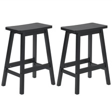 Counter Height Bar Stools Set of 2, Solid Wood Saddle-Seat, Stools for Kitchen