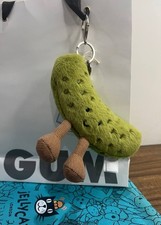 Jellycat Amuseables Pickle Plush Bag Charm Keychain Green NWT Dust Bag - On Sale