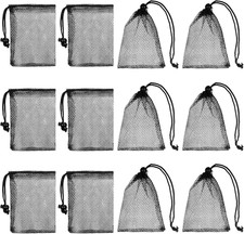 12 Pcs Small Mesh Bags,6X4 Inch Black Mesh Bags Drawstring Black Mini Nylon Net