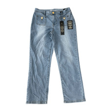 DG2 Diane Gilman jeans straight leg stretch heart-shaped buttons size 10P NWT