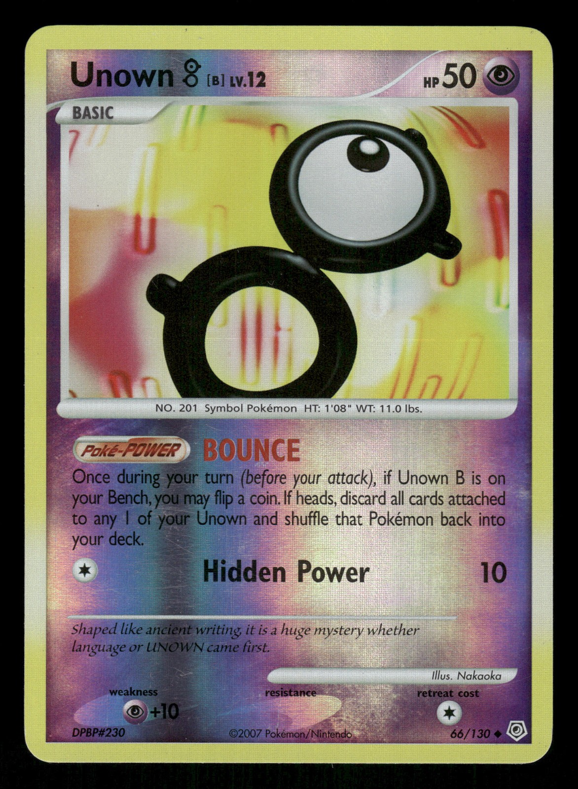 Pokemon Unown [B] Uncommon Diamond and Pearl 66/130 LP Reverse Holo