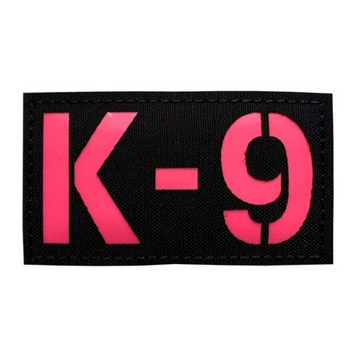 K9 Patch - Lasergeschnittener Ausweis mit Hakenrücken für Arbeitshunde oder Hundeführer (rosa) 9 x 5 cm