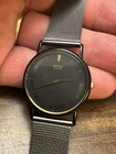 Vintage Seiko Quartz Watch 5Y30-7039 Black Dial Steel Mesh Strap New Battery