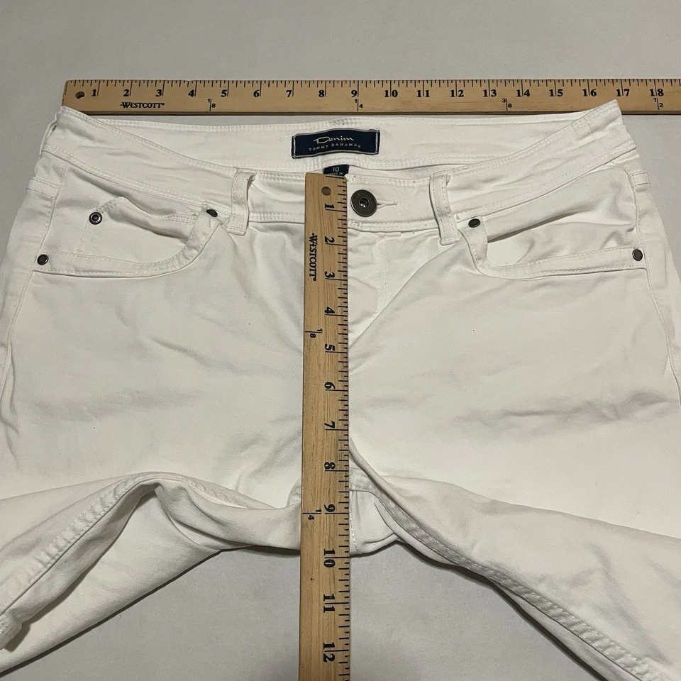 Tommy Bahama Pantalones Cortos Mujer Talla 10 X 10 Blanco Denim Bermudas Mezcla Algodón Foto 4 de 4