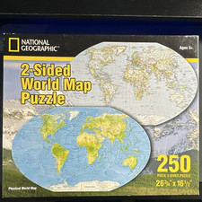 National Geographic Double-Sided World Map Puzzle 250 Pieces Cardboard 2004