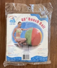 Vintage 2002 SUMMER FUN 48" Inflatable BEACH BALL Glossy Vinyl BIG LOTS Pool Toy