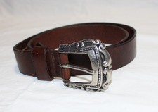 Vintage Brown Leather Western Belt Unisex Size Med/LG Southwestern Boho