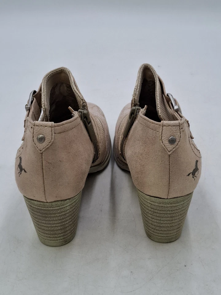 Mustang True Denim Boots Womens Ankle Beige Blush Golden Sheen UK 4 EU 37 - Image 3 of 4