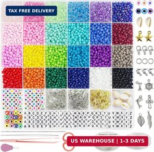 4Mm Glass Seed Beads for Jewelry Bracelet Making Kit, Small Beads Friendship Bra