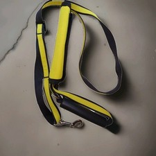 Strong Large Yellow Adjustable length Dog leash with waste bag holder