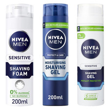 Nivea Men Shave Gel & Foam Gift Set Bundle 3 Pack 200ml Moisturising & Sensitive 24.15 per litre