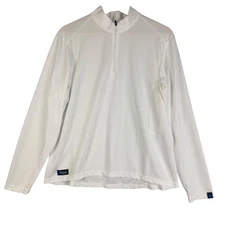 Irideon White Long sleeve Tee Shirt Women's Size XL Mock Neck Top 1/3 Zip Strech