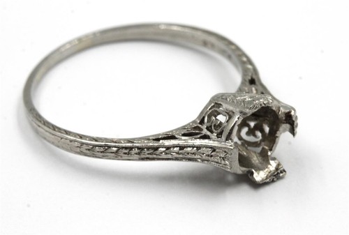 ART DECO ENGRAVED FILIGREE PLATINUM ENGAEMENT MOUNT SETTING FOR 2CT ...