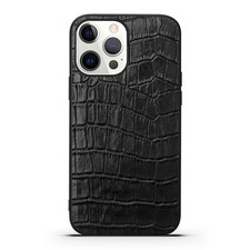Crocodile Pattern Cowhide Leather Phone Case For iPhone 16 15 14 13 12 Pro Max