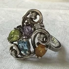 VTG J. Demarco Multicolored Stone Sterling Silver 925 Ring, Sz 6.75