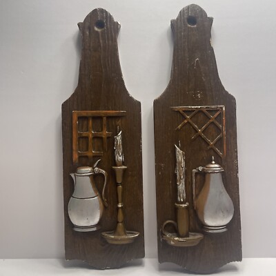 Wall Decor 1962 Richter Vintage Plaster Raised Pitchers Candlesticks With Window