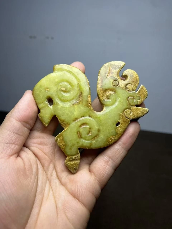Colgante amuleto yubi ciervo animal tallado a mano jade antiguo chino raro Foto 2 de 4