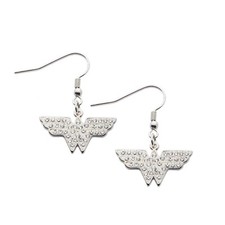DC Comics Wonder Woman Logo w/ Gems Stainless Steel Dangle Earrings