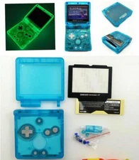 GBA SP Game Boy Advance SP Replacement Housing Shell Glow in the Dark Clear Blue