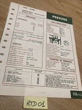 Fiche technique moteur diesel PERKINS type 4.236 ( moissonneuse batteuse 87-6 )