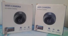 Pair Of 2 Black Wifi Wireless Mini Indoor Surveillance Cameras New In Box