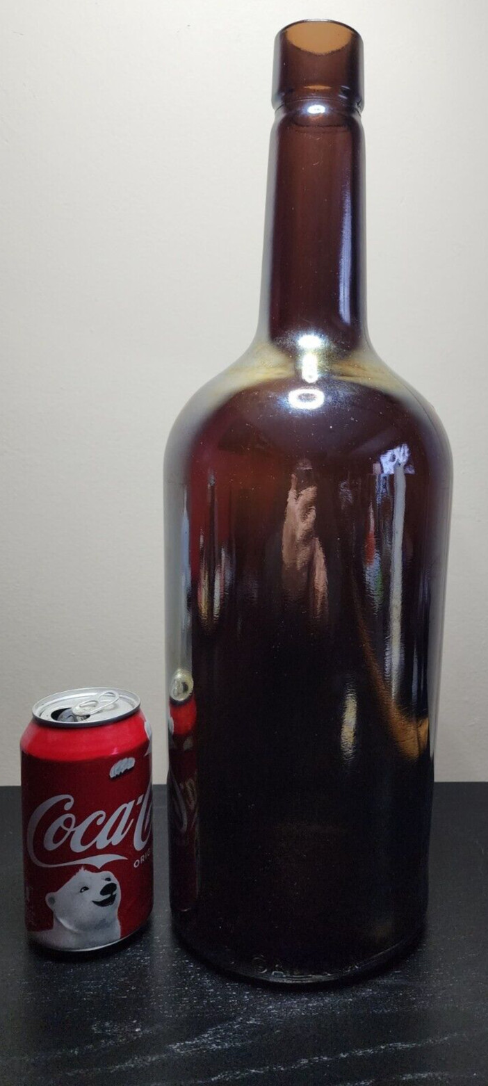 Huge One Gallon 18" TALL LARGE BROWN GLASS BOTTLE Iridescent