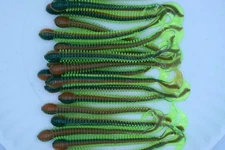 4" Firetiger Disc Ring Worms Soft Plastic Worms Walleye Bass Fishing