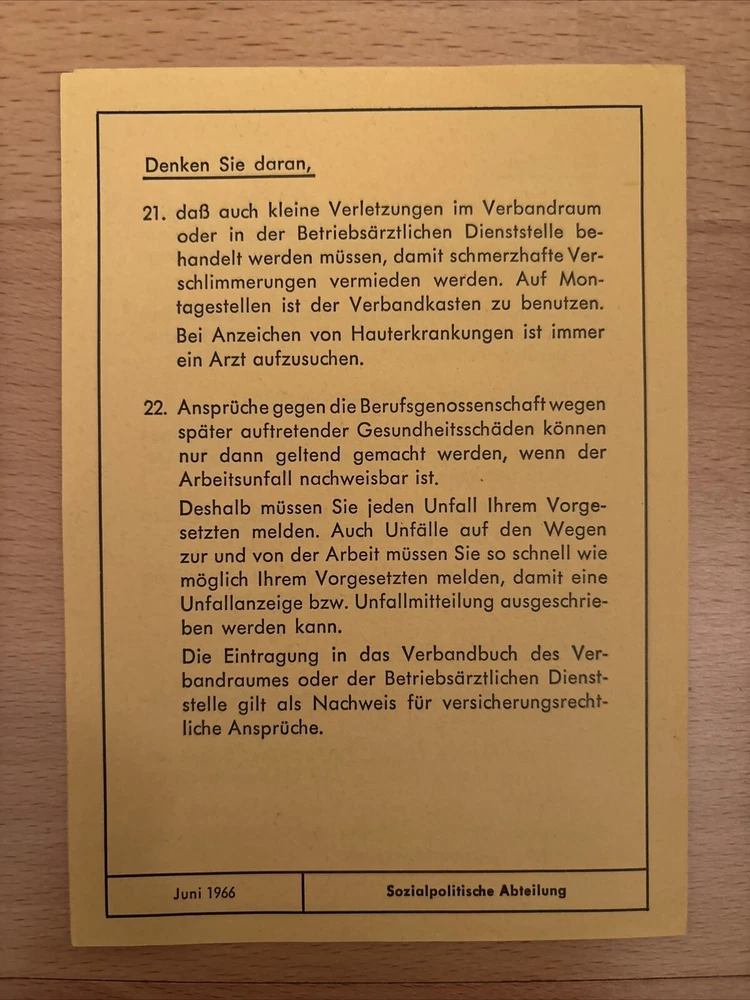 Siemens Arbeitsschutz - Merkblatt Juni 1966