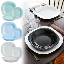 Luminarc Carine Square 18pc Opal Glass Dinner Set Dinnerware Tableware Plates